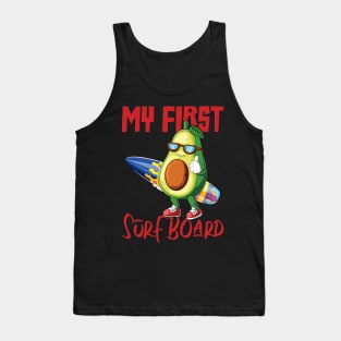 My First Surfboard, Funny Avocado Design Tank Top